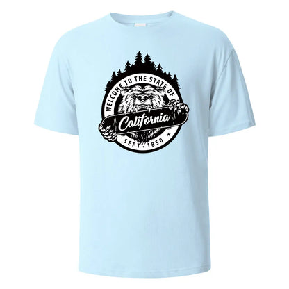 T-shirt californien 100% coton – Homme & femme, été, col rond, respirant et manches courtes