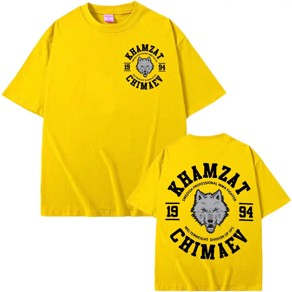 T-shirt Khamzat Chimaev – Homme, 100% Coton, Graphique Vintage, Oversize