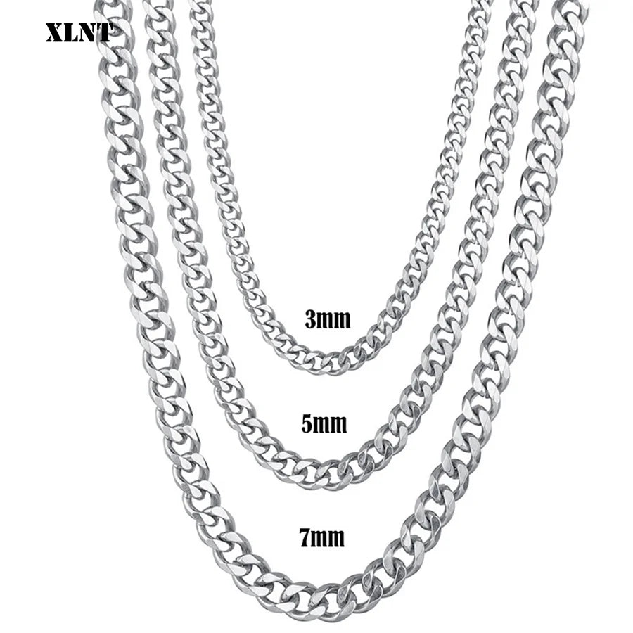 Collier à Maillons Cubains en Acier Inoxydable, Bijou pour Homme, Taille 3.6-9mm, 1 Pièce
