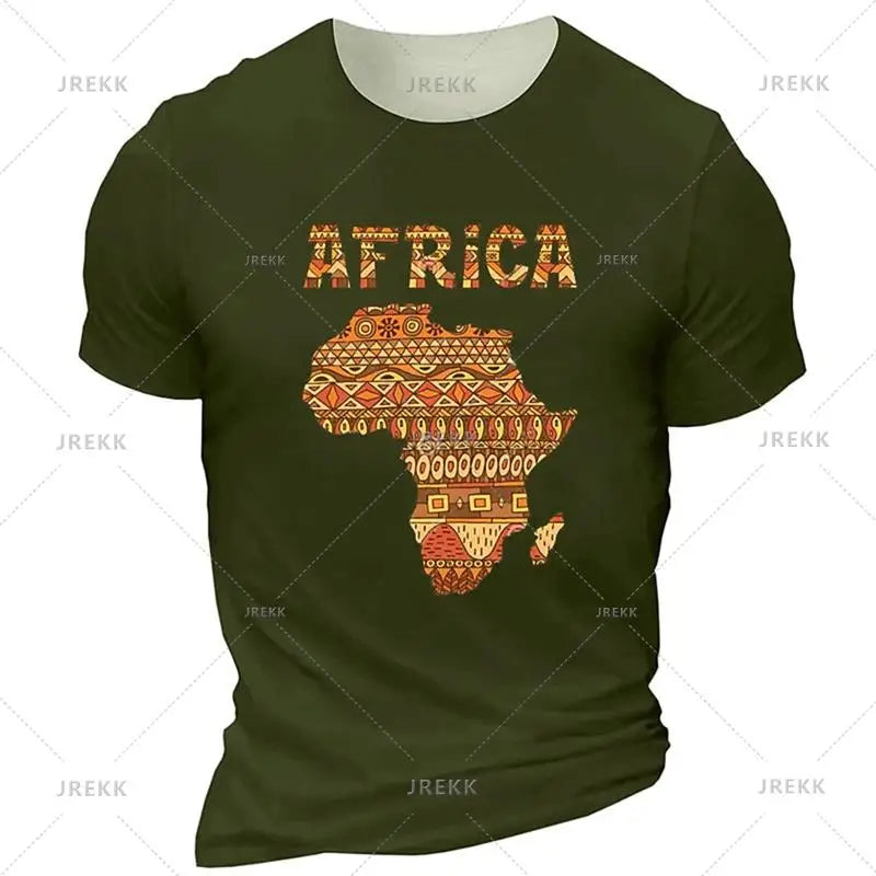 T-shirt 3D Afrique Unisexe Été Homme Femme à Manches Courtes Col Rond Streetwear Décontracté