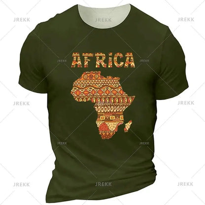 T-shirt 3D Afrique Unisexe Été Homme Femme à Manches Courtes Col Rond Streetwear Décontracté
