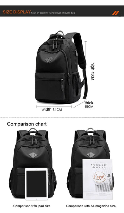 Sac à Dos Homme Mode 20-35L – Oxford Étanche, Compartiments Multiples