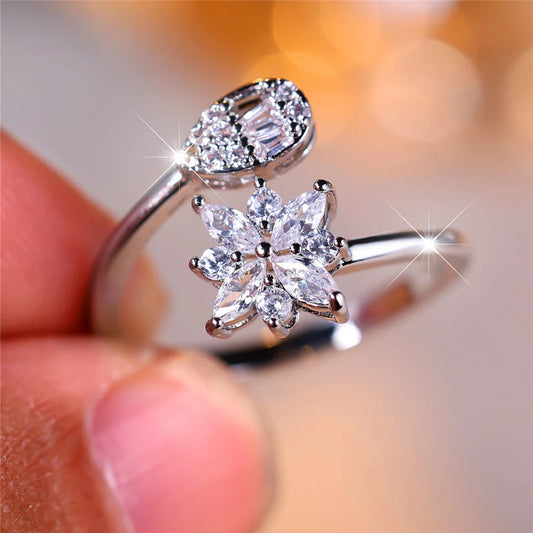Bague Ouverte et Ajustable en Argent Blanc pour Femme, Bijoux de Mariage, Petit, Mignon, Document, Vintage
