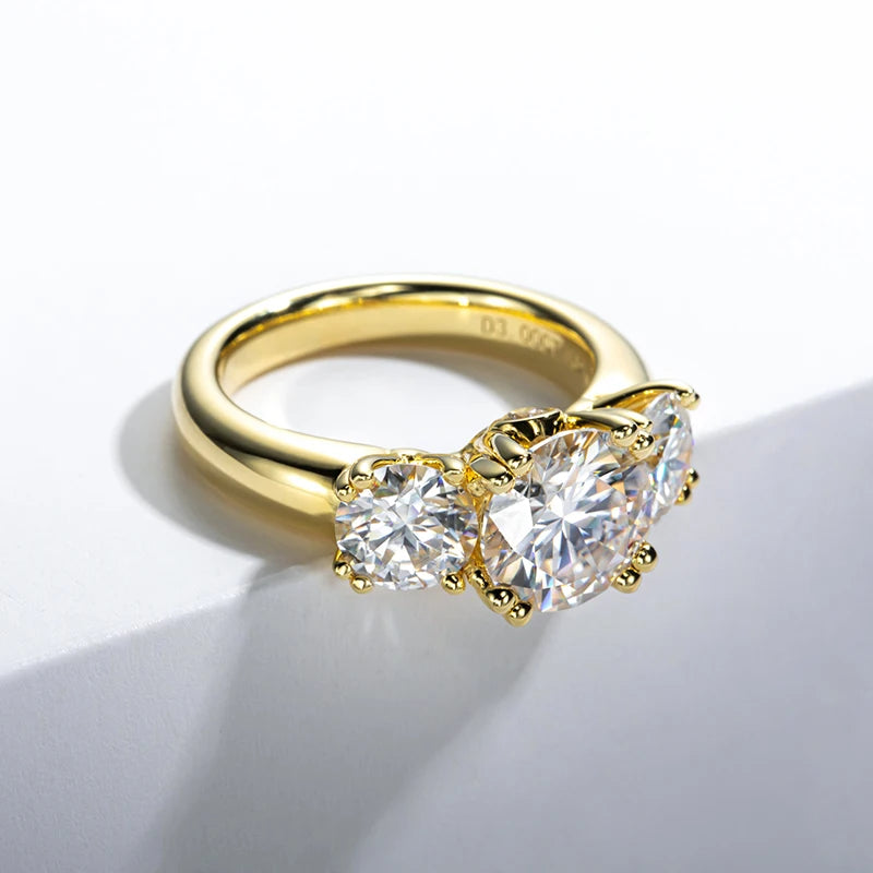 Bague Femme Argent 925 Sterling Or Jaune avec Moissanite – Trendy pour Engagement