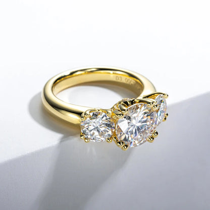 Bague Femme Argent 925 Sterling Or Jaune avec Moissanite – Trendy pour Engagement