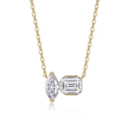 Pendentif Femme Rectangle Or Jaune avec Moissanite – Style Trendy