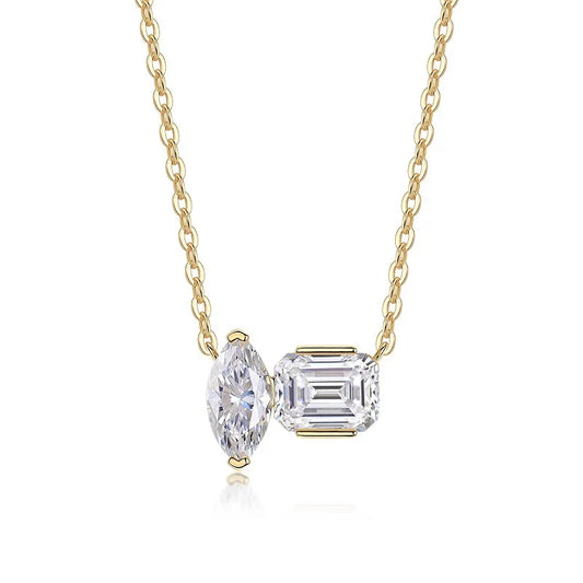 Pendentif Femme Rectangle Or Jaune avec Moissanite – Style Trendy