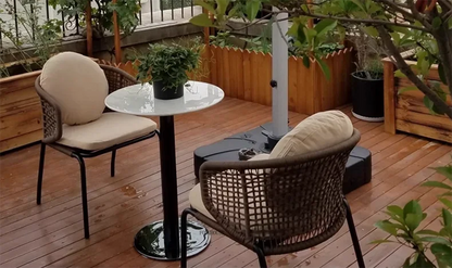Dossiers européens chaises de jardin pour cour Protection solaire meubles d'extérieur en rotin creux meubles de Patio simples pour balcon