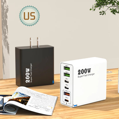 Xiaomi 200W charge Super rapide 6 ports USB C chargeur PD3.0 USB C Type C chargeur de téléphone portable pour iPhone 16 Samsung Xiaomi ipad