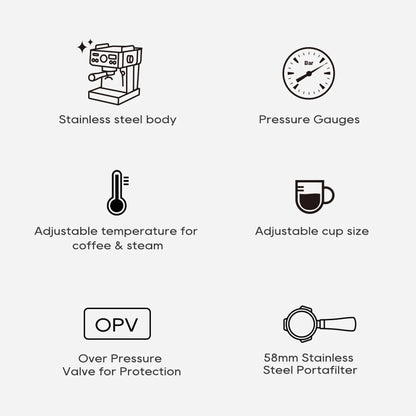 Machine à Expresso Semi-Automatique HiBREW H10A – 19 Bars, Température et Volume Réglables
