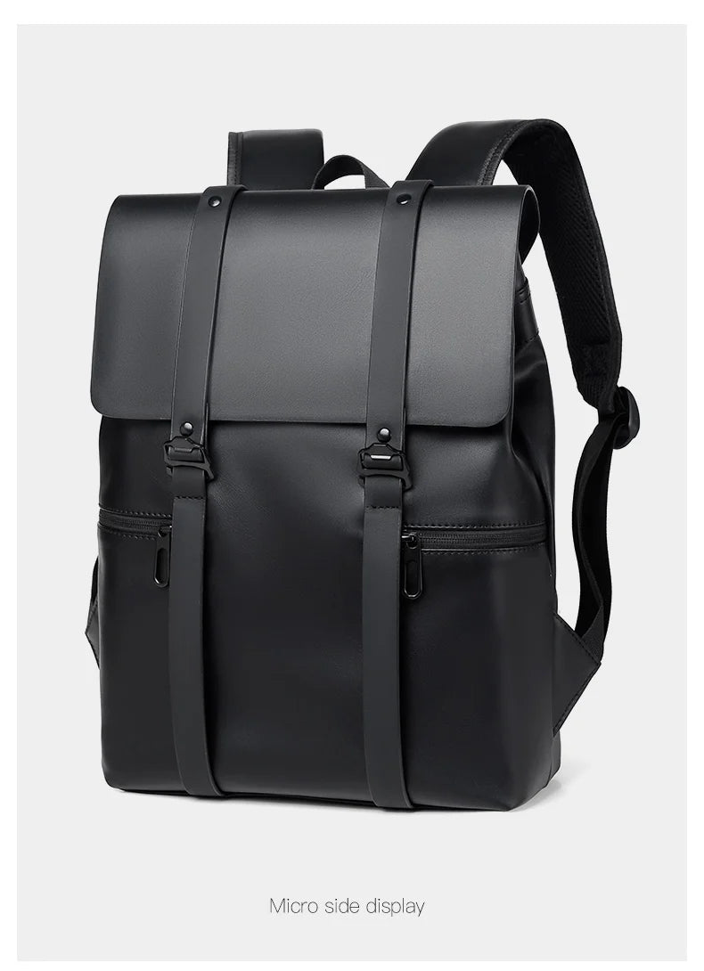 Sac à dos pour homme en cuir véritable noir Voyage sac à dos de mode pour la école grande capacité pour ordinateur portable Doux style décontracté