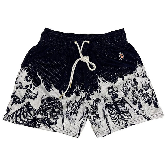 Shorts d'été pour homme, avec motif crâne, parfaits pour un look décontracté.