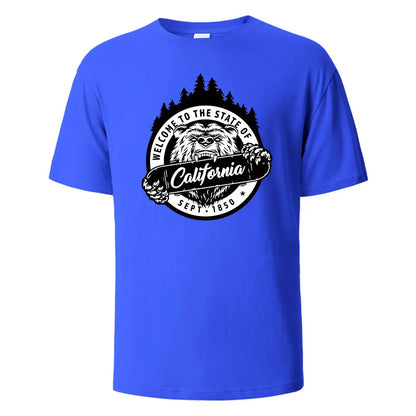 T-shirt californien 100% coton – Homme & femme, été, col rond, respirant et manches courtes