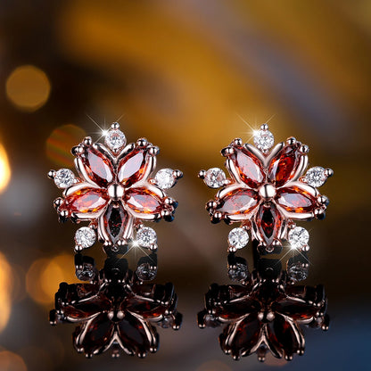 Boucles d'oreilles à tige flocon de neige en pierre pour femme, blanc, violet, mignon, vintage, document en or, bijoux de mariage