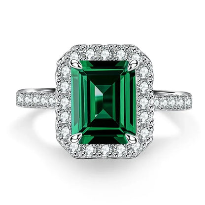 Bague en diamant taillée émeraude pour femme, or blanc de luxe, résistant, solide, PT950, 3 carats, cadeau pour la journée de Léon
