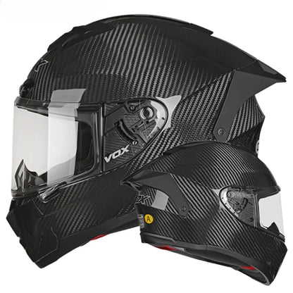 Casque Moto Intégral Fibre de Carbone DOT – Léger et Sécurisé
