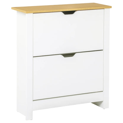 Meuble à Chaussures HOMCOM – 2 Tiroirs Pliants, 12 Paires, Bois Mélaminé Blanc 72x26x80 cm