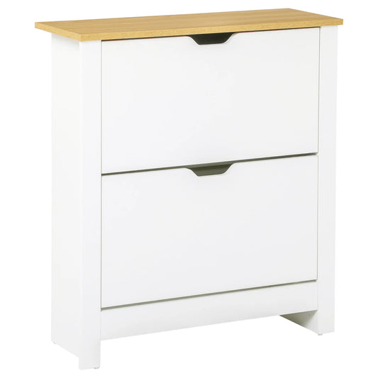 Meuble à Chaussures HOMCOM – 2 Tiroirs Pliants, 12 Paires, Bois Mélaminé Blanc 72x26x80 cm