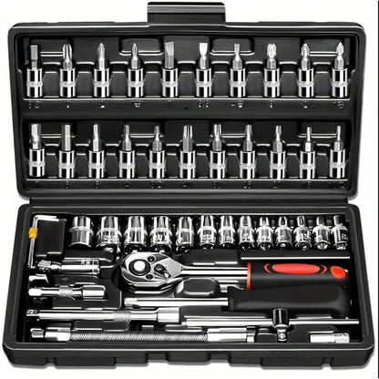 🔧 Kit de Clés à Douille 46 Pièces – Réparation Auto & Maison