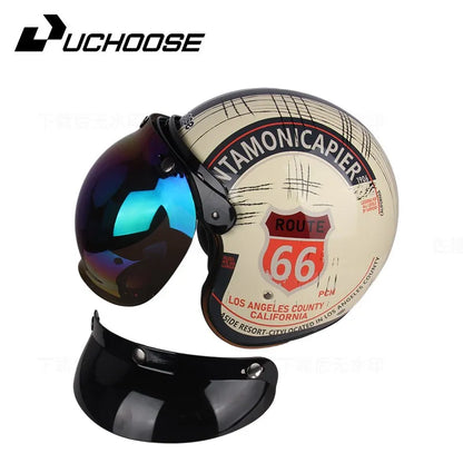 Casque de Moto Rétro Certifié DOT pour Homme, Protection à Visage Ouvert à 73 °, Accessoires pour Harley