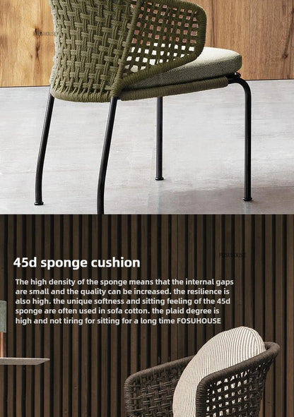 Dossiers européens chaises de jardin pour cour Protection solaire meubles d'extérieur en rotin creux meubles de Patio simples pour balcon