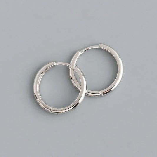 Boucle d'oreille ronde minimaliste en argent Sterling 925 véritable pour femmes, cerceau, accessoires de bijoux