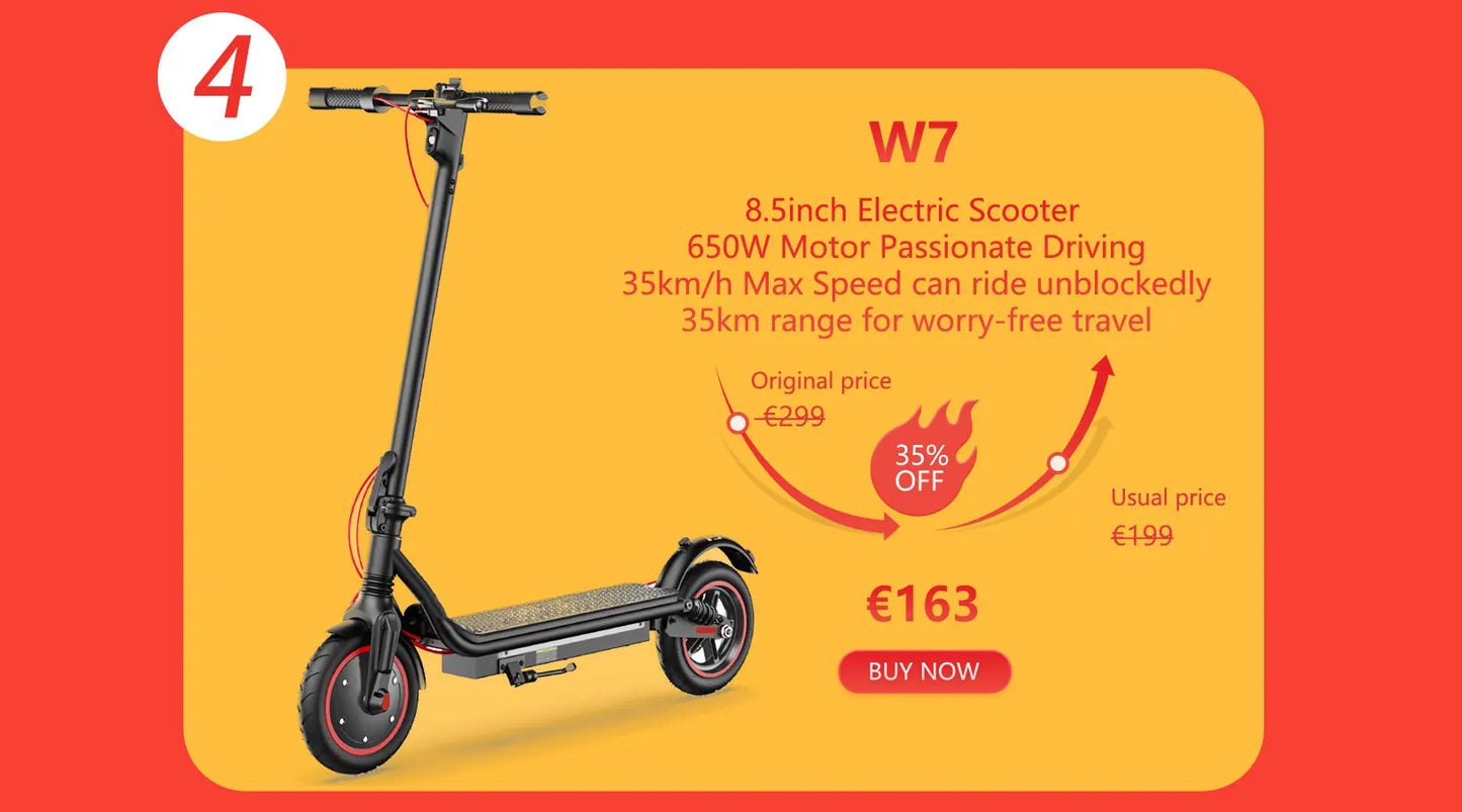 iScooter W6 10 pouces Scooter électrique 500W adulte e-scooter 36V 10.5Ah 35 km/h vitesse Support APP 30km portée ville Scooters électriques