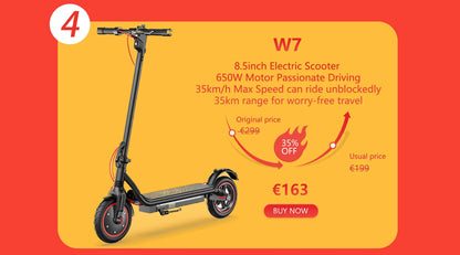 iScooter W6 10 pouces Scooter électrique 500W adulte e-scooter 36V 10.5Ah 35 km/h vitesse Support APP 30km portée ville Scooters électriques