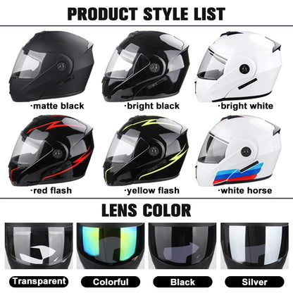 Uchoose-Casque de moto unisexe avec visière, double lentille, section transversale, certification DOT, casque de sécurité modulaire, casque à rabat