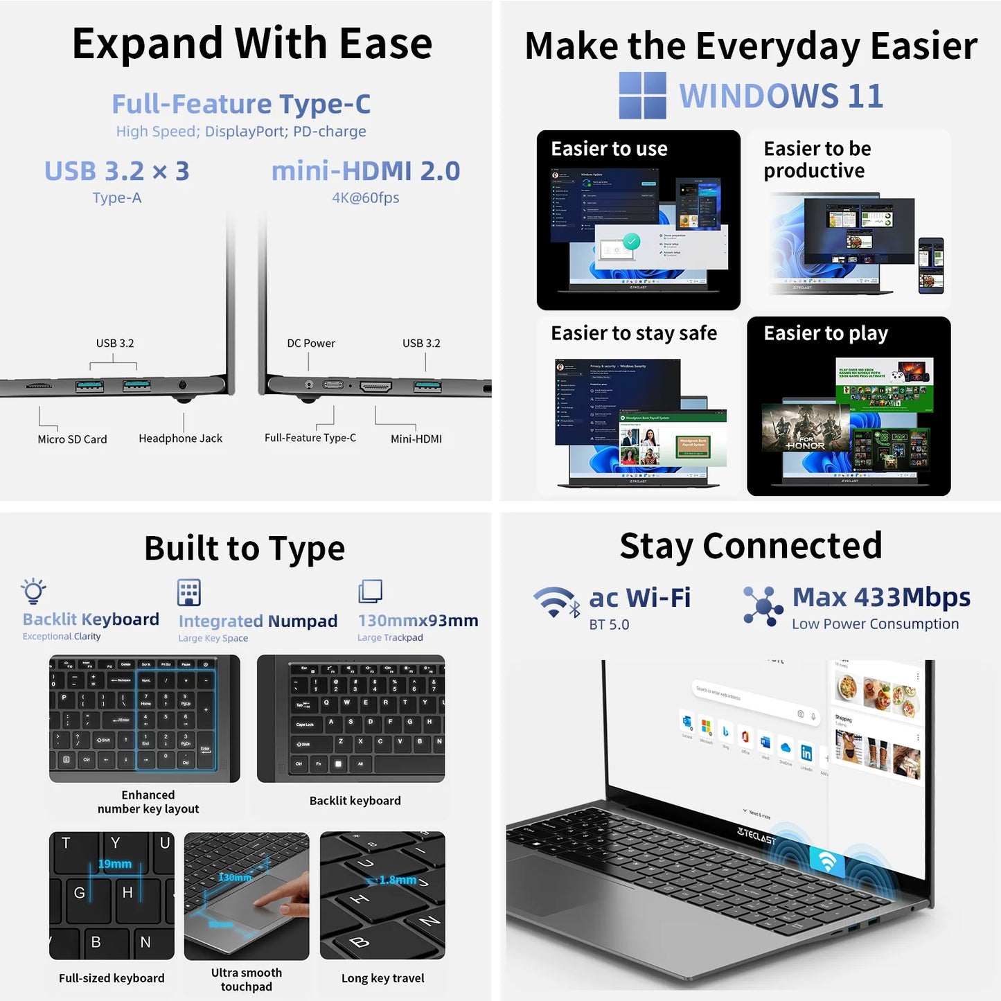 💻 Teclast F17Plus – Ordinateur portable 17.3" IPS, Intel N95, 16GB RAM, 512GB SSD