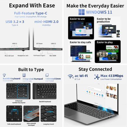 💻 Teclast F17Plus – Ordinateur portable 17.3" IPS, Intel N95, 16GB RAM, 512GB SSD
