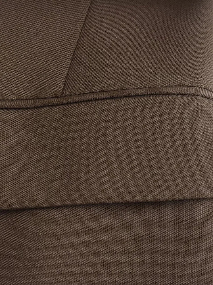 Willshela femmes mode avec poches marron simple bouton Blazer