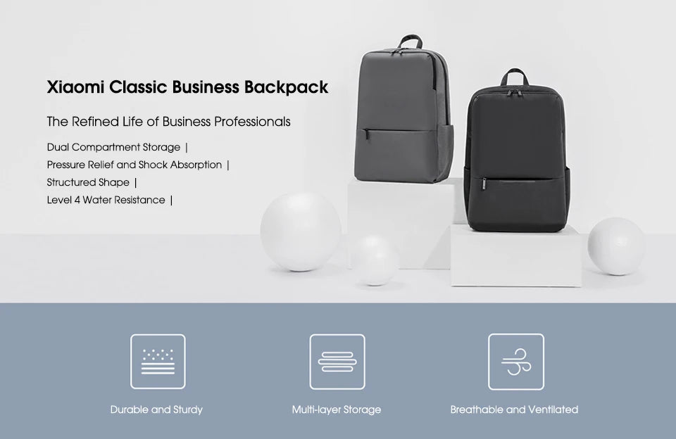 Sac à Dos Xiaomi Classic Business 2 – 18L, Étanche et Élégant pour Ordinateur Portable