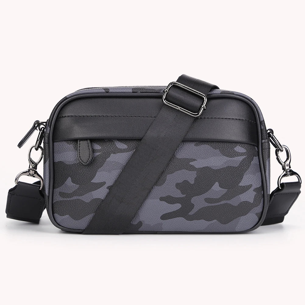 Sac à Épaule de Business Décontracté pour Hommes en Cuir PU Sac Messager à Large Sangle Sacs Bandoulière à Carreaux Plaid Designer Sacs à Bandoulière pour Hommes