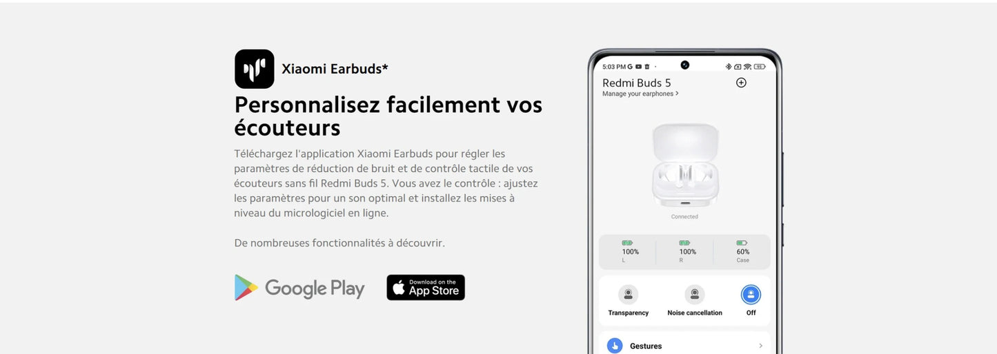 Ecouteurs Xiaomi Bluetooth intra-auriculaires Bud 5