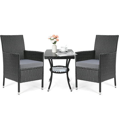 WUNICEF-Ensemble de canapé et bistrot de conversation en rotin, meubles d'extérieur, baume de jardin, table basse et 2 chaises, 3 pièces