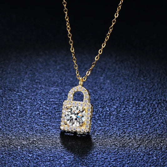 Collier couleur or Moissanite pour femme, argent regardé 925, bijoux fins, 1 carat