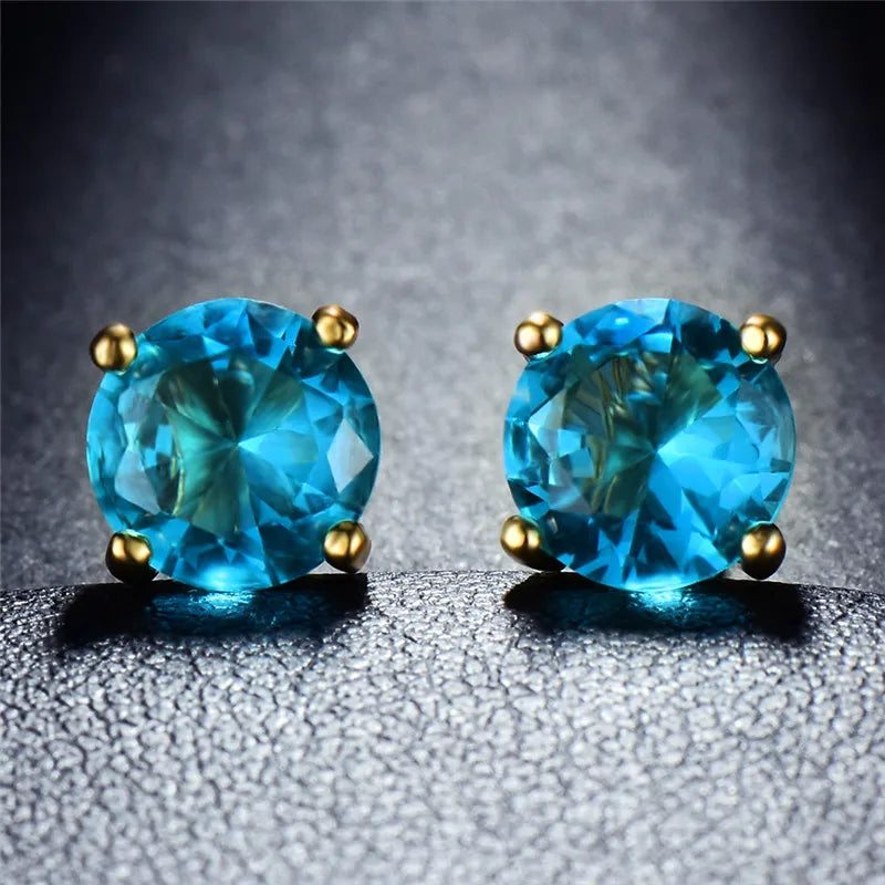 Boucles d'oreilles rondes en cristal pour femme, bijoux de mariage classiques, documents en or vintage, 4 broches, noir et violet