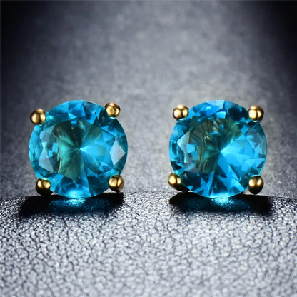 Boucles d'oreilles rondes en cristal pour femme, bijoux de mariage classiques, documents en or vintage, 4 broches, noir et violet