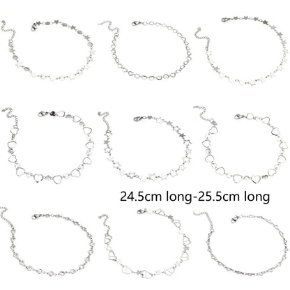 Bracelet de cheville en acier inoxydable 304 pour femmes, chaîne à maillons faite à la main, couleur argent, chaîne de jambe, pied, bijoux cadeau, 1 pièce