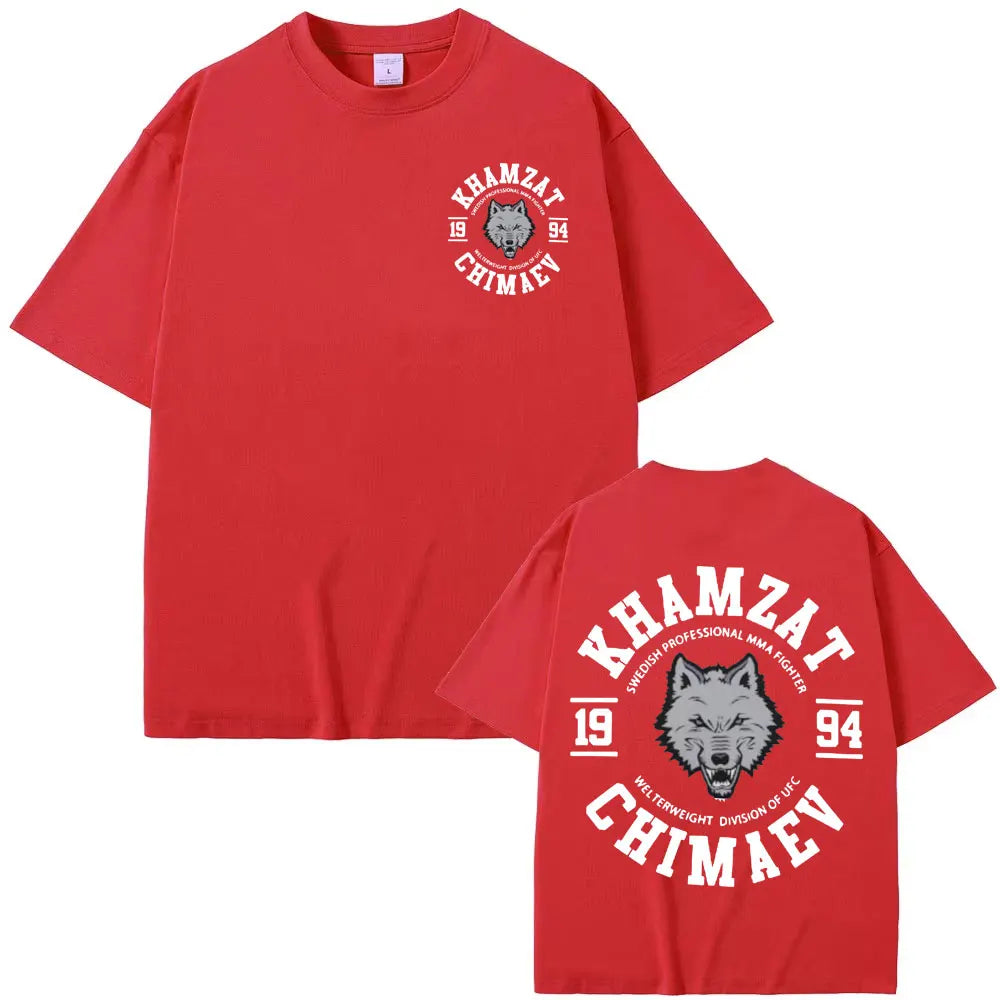 T-shirt Khamzat Chimaev – Homme, 100% Coton, Graphique Vintage, Oversize