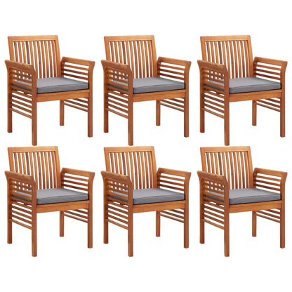 Groupe de salle à manger de jardin 7-tlg. Bois d'acacia massif avec rembourrage résistant aux intempéries et confortable pour l'hospitalité de terrasse