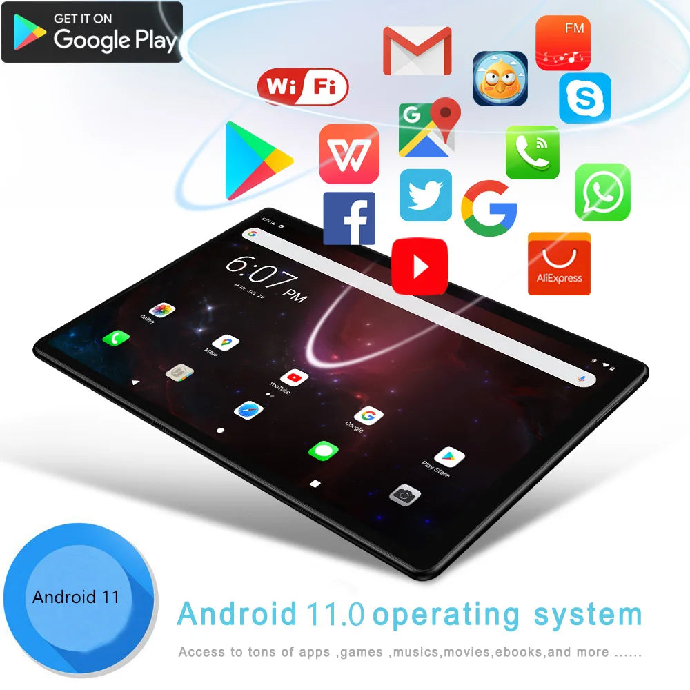 Version mondiale 10.1 pouces Octa Core tablette Pc 4GB RAM 64GB ROM Google Play double caméra double SIM appel téléphonique Bluetooth Wifi tablette