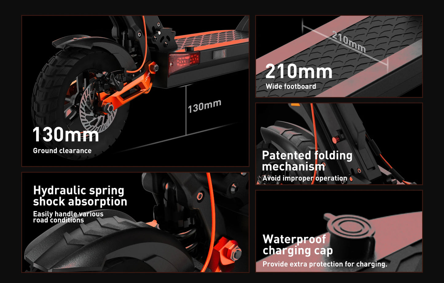 JOYOR T6 pliable adulte Scooter électrique e-scooter 25/48 km/h trottinette électrique 600W planches 48V 18Ah béquille