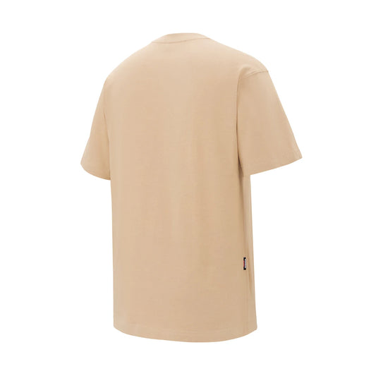 Adidas Crew Beige – T-shirt Unisexe à Col Rond avec Logo Blanc Vertical