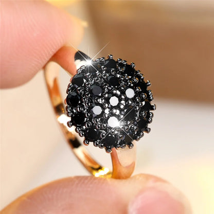 Femme mignon blanc noir Zircon pierre couleur or bijoux de mariage promesse bagues de fiançailles pour les femmes