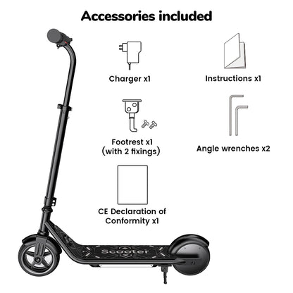 Scooter électrique pour enfants K2Pro, pneus 6 pouces, moteur 150W, vitesse 16 km/h, batterie 2,6 ah, portée 6-9km, 3 vitesses, hauteur réglable