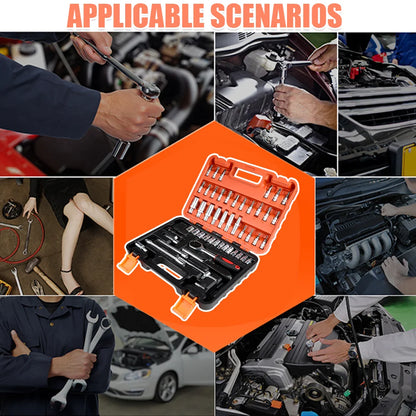 53 pièces/ensemble Kit d'outils de réparation de voiture jeu de douilles d'entraînement outils de réparation de voiture clé dynamométrique à cliquet Combo outil de réparation automobile jeu de douilles d'embout