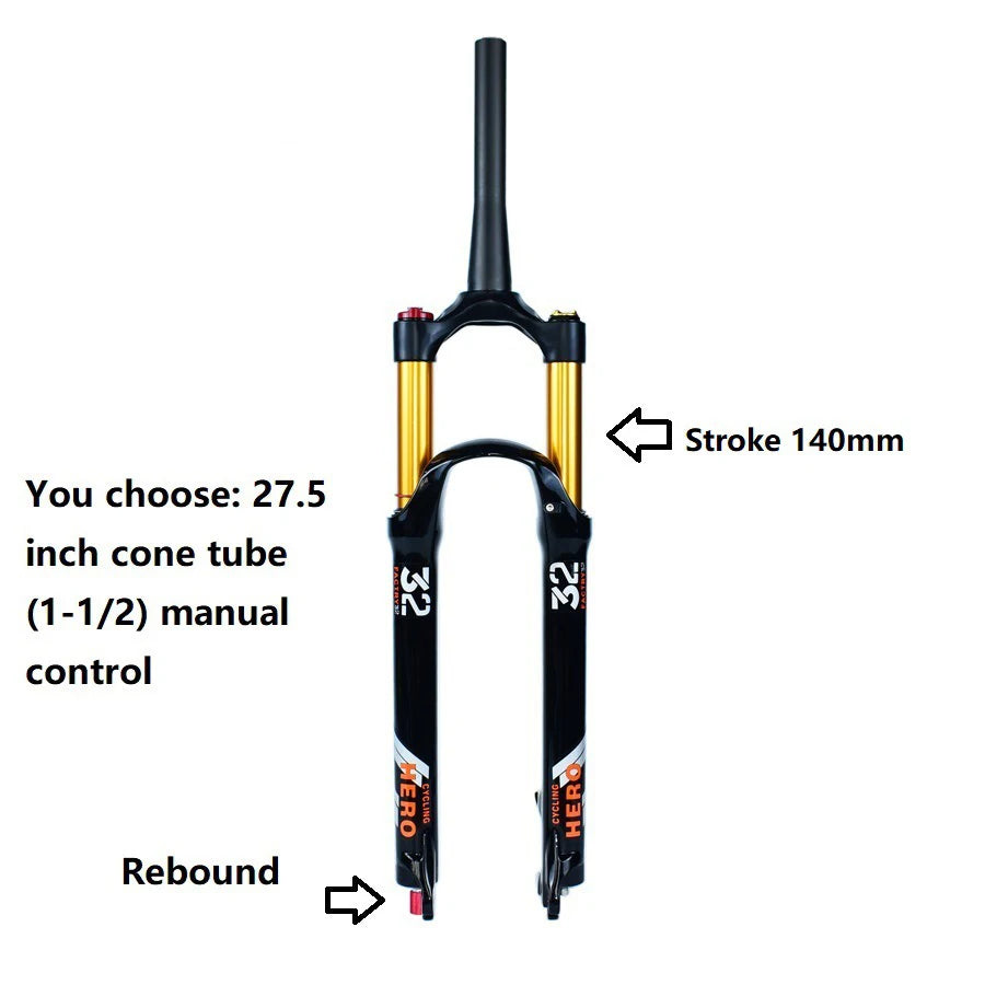🚴♂️ Fourche à Air VTT en Alliage de Magnésium – Amortisseur de Rebond 140mm