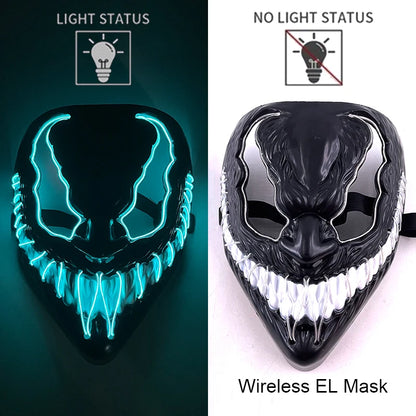Masque Néon Lumineux EL – Halloween, Cosplay et Purge Effrayant pour Adultes